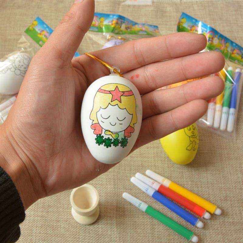 彩笔绘画鸡蛋壳绘画彩蛋幼儿园奖品礼物儿童diy仿真鸡蛋玩具套装