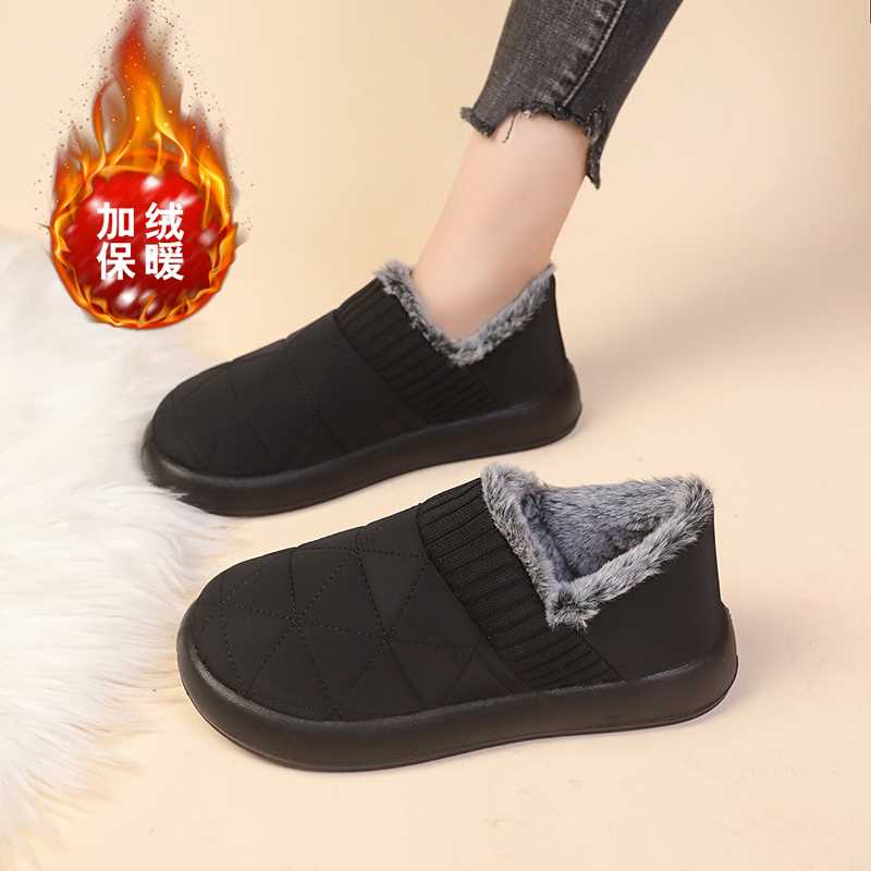 新款老北京布鞋女棉鞋冬季外穿加绒妈妈鞋软底休闲老人鞋一脚蹬奶