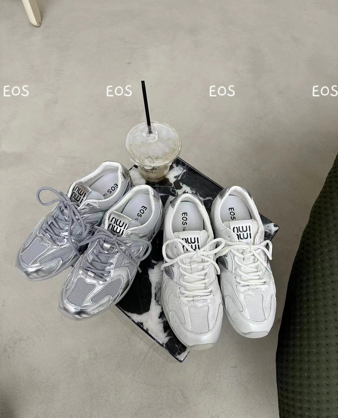 EOS网面透气系带平跟阿甘鞋运动休闲鞋女2024年春款防滑底慢跑鞋