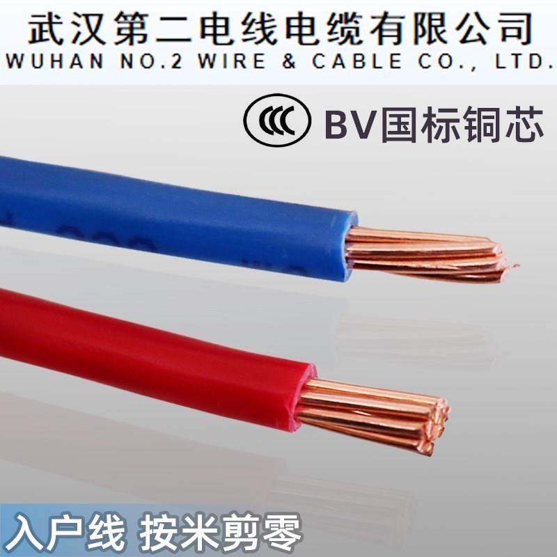 武汉二厂电线纯铜BV10平方红蓝零16进户线硬芯入户主线足国标铜芯