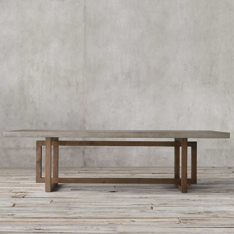 北欧复古实木长桌子仿水泥色会议桌个性创意洽谈桌大型办公桌书桌