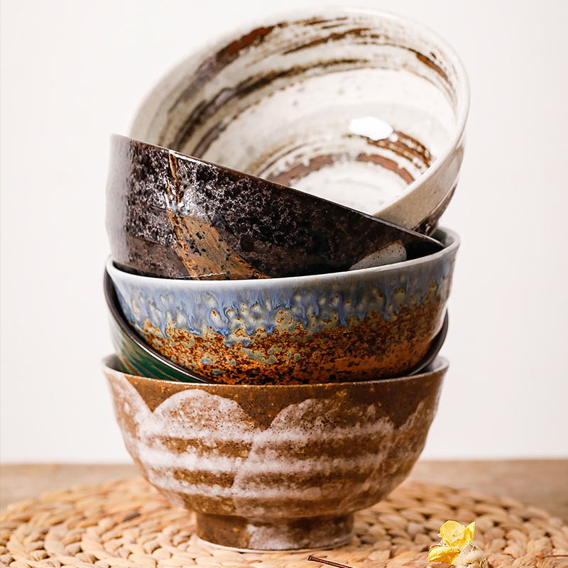 小鹿田烧日本陶瓷6寸面碗日式餐具大汤碗釉下彩家用泡面碗拉面碗