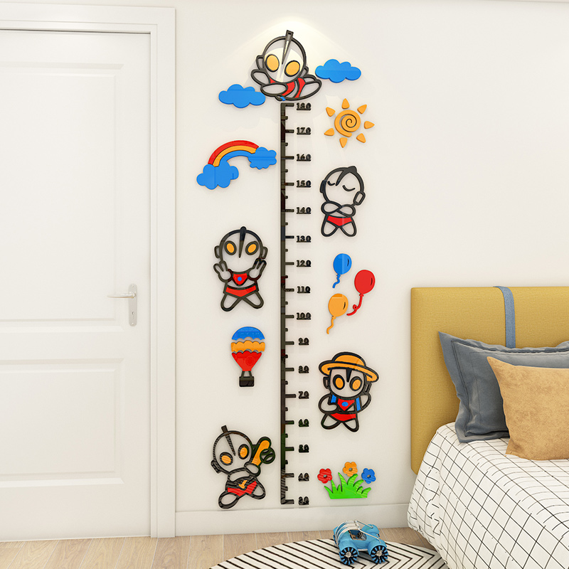 奥特曼贴纸卡通儿童身高墙贴3d立体宝宝量身高测量仪男孩房间布置