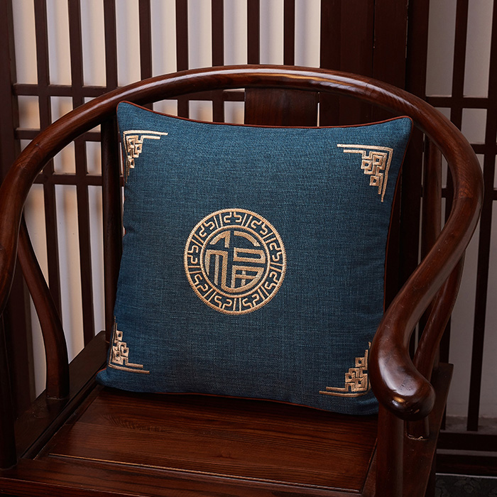 新中式抱枕套不含芯棉麻刺绣中国风客厅红木沙发抱枕靠垫靠枕靠背