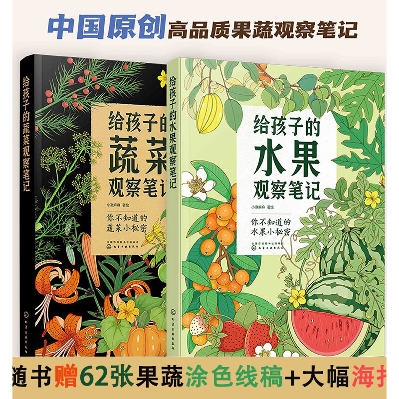 给孩子的果蔬观察笔记（套装2册）自然观察笔记探索植物科普艺术书籍 化学工业出版社
