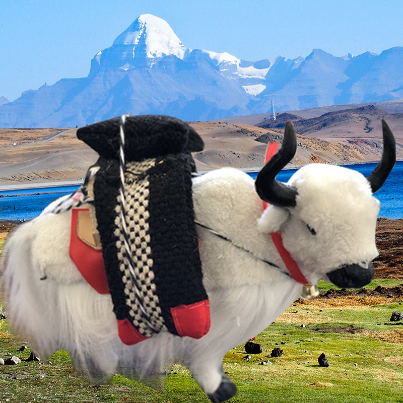 藏族仿真牦牛摆件室内艺术装饰吉祥黑白牦牛道具毛绒玩具工艺品