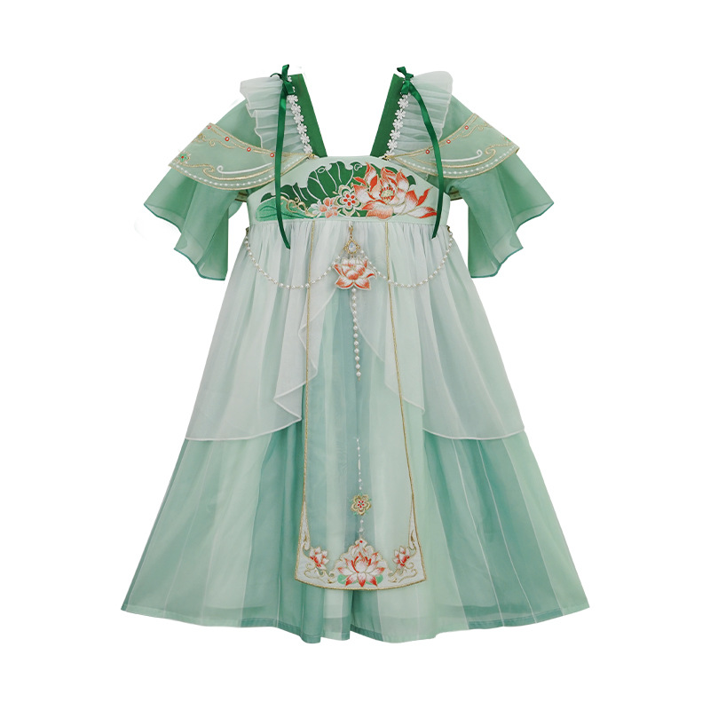 夏季儿童c新款古装超仙公主连衣裙女童汉服中国风宝宝唐装襦裙