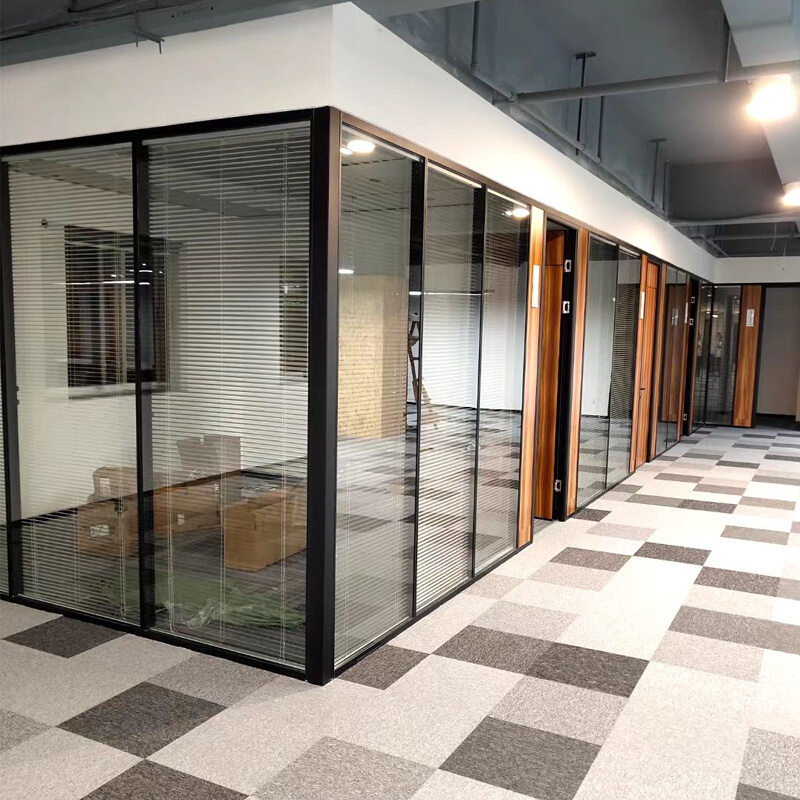 武汉办公室玻璃隔断墙铝合金磨砂钢化玻璃中空百叶简约玻璃高隔间
