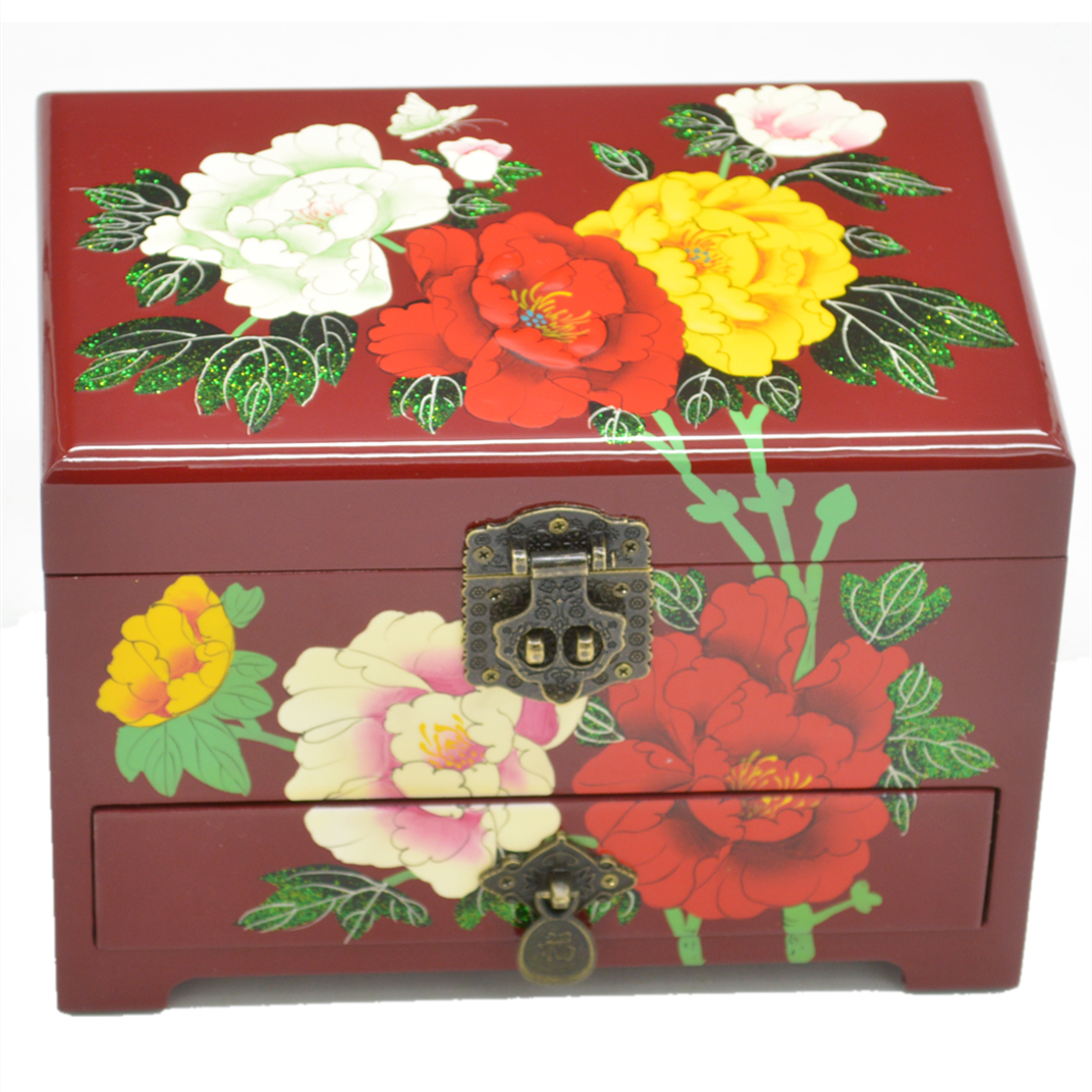 新款平遥推光漆器首饰盒中国风收纳木质实木古风结婚化妆盒礼物梳