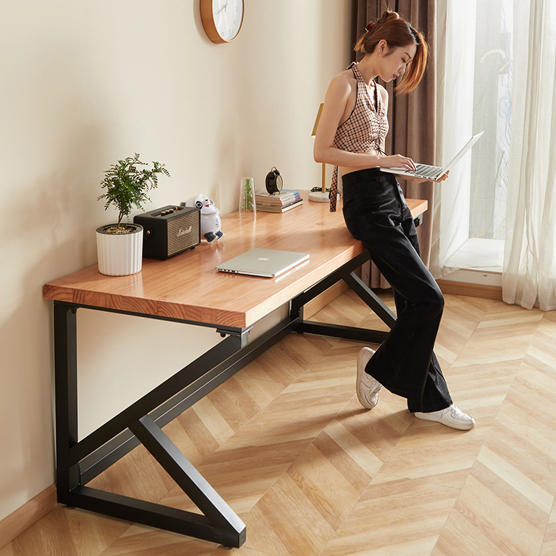 推荐实木电脑桌台式简约双人桌子家用办公书桌现代卧室长桌北欧工