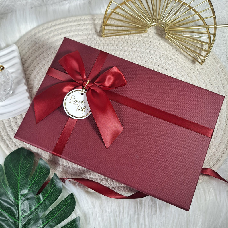 酒红色礼物盒空盒子简约结婚礼品盒高级感大号伴手礼盒包装盒定制