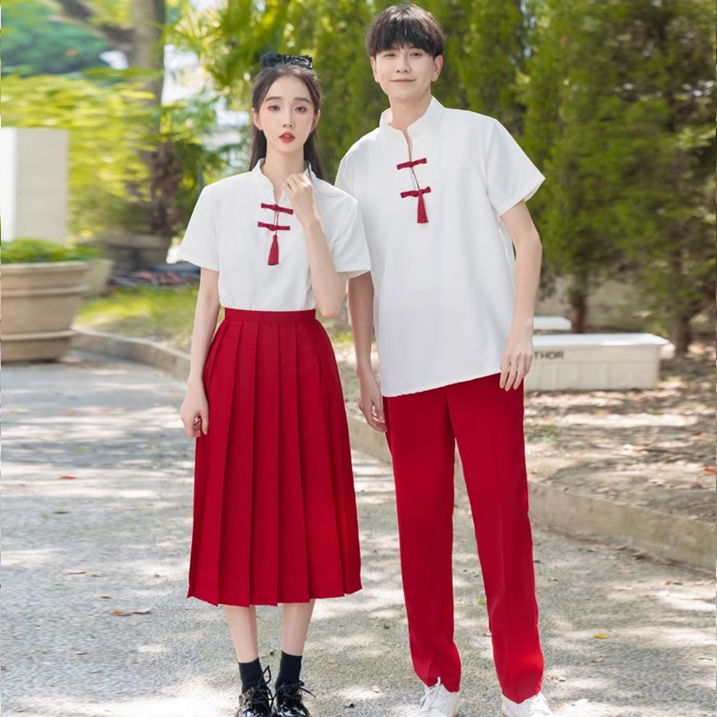 红歌合唱团诗歌朗诵演讲演出服成人高初中学生中国民国风班服长裙