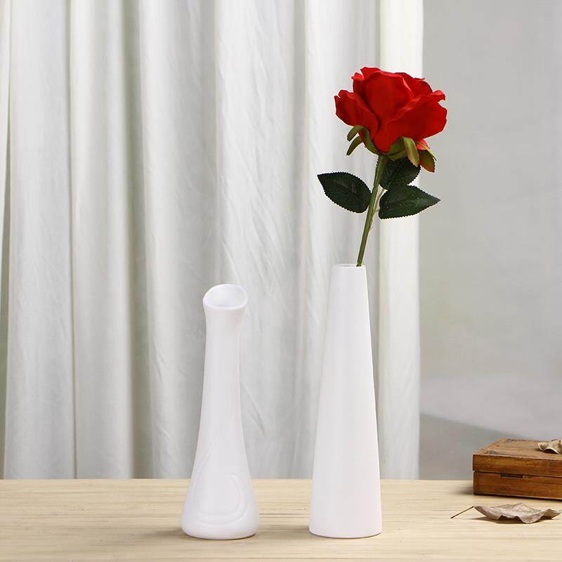 简约日式西餐厅陶瓷小花瓶摆件单d枝玫瑰艺术花瓶创意办公桌花器