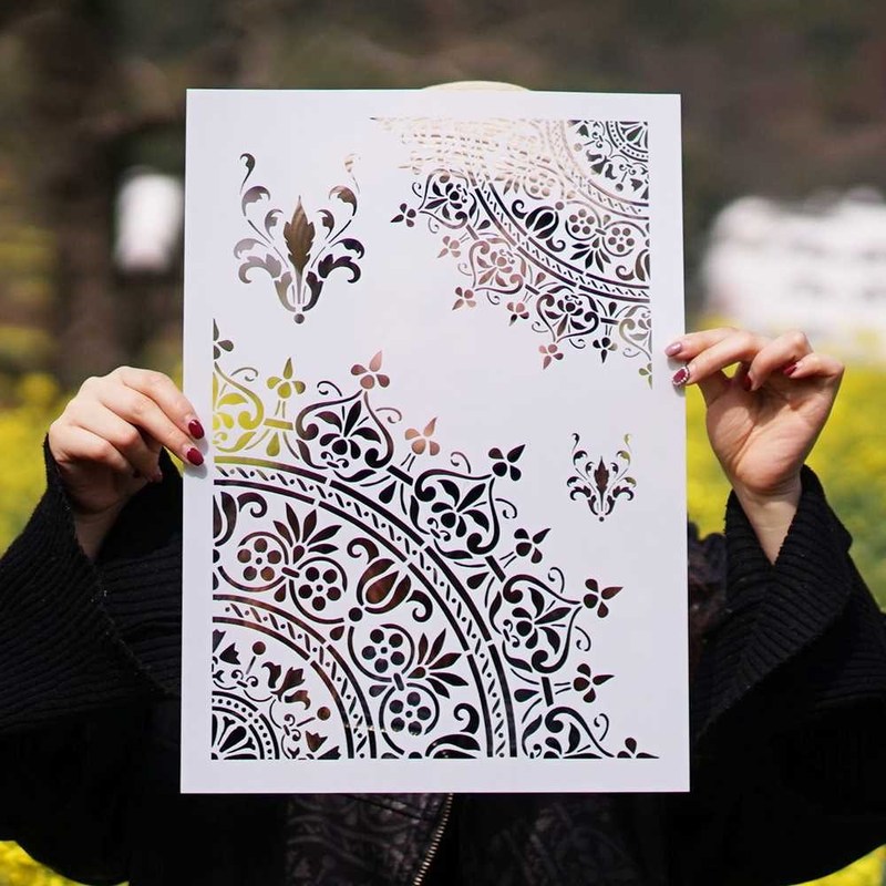 新品A3 A2 Size DIY Craft Mandala Stencils for Painting on Wo