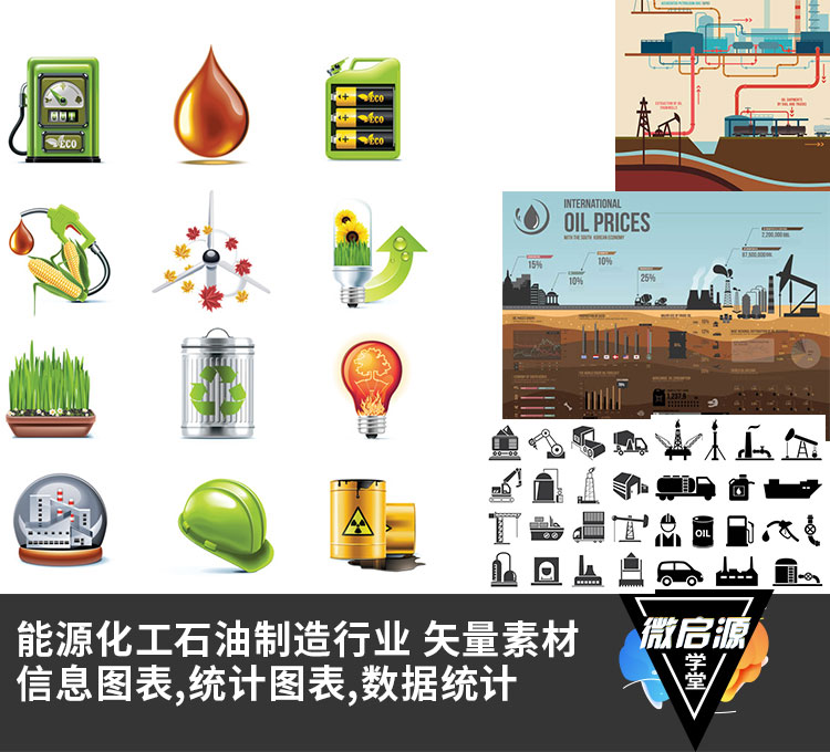 能源化工石油制造行业等矢量素材燃油,图标,信息图表,统计图表eps