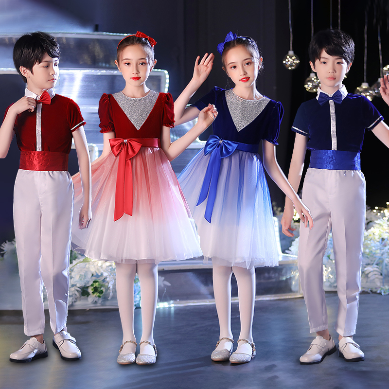 新品六一儿童大合唱团演出服中小学生表演服装男女童诗歌朗诵舞蹈
