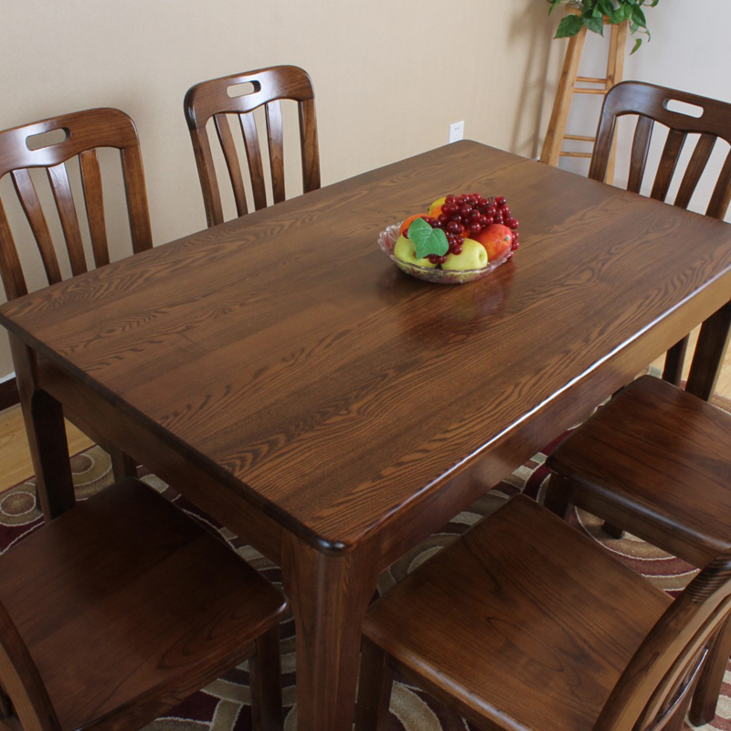 北欧简约全水曲柳实木餐桌椅组合一桌四 六椅现代简约原木餐桌椅