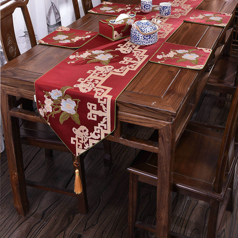 网红新中式禅意桌旗古典中国风现代简约客厅餐桌样板房茶几旗布定