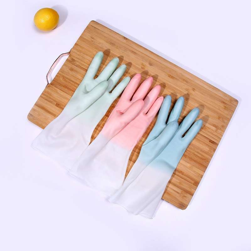 四季款清洁刷碗透白双色手套橡胶乳胶洗衣服防水塑胶胶皮家务洗碗