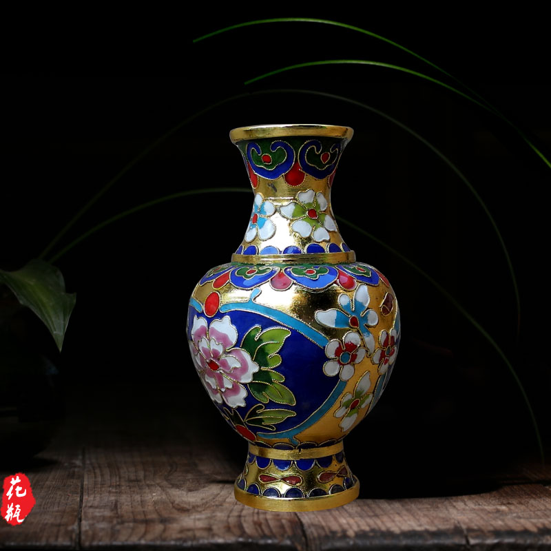 极速中国风北京景泰蓝花瓶铜胎掐丝珐琅摆件金地花丝龙凤呈祥中式
