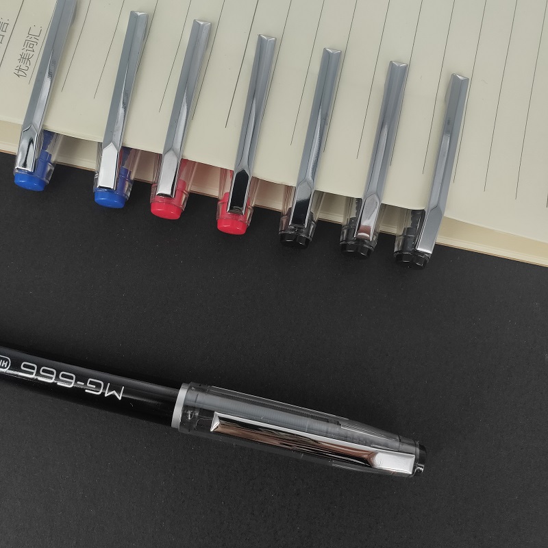 晨光MG-666中性笔笔芯0.5mm刷题自选学生用考试用mg666红蓝黑色水笔教师拔帽笔B4501
