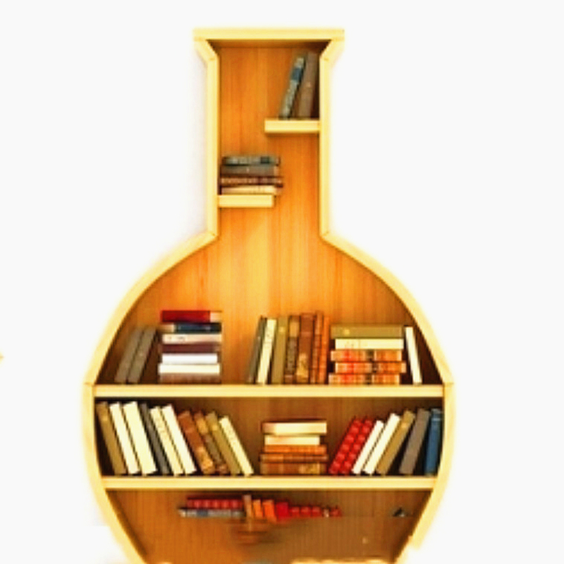 创意实验瓶子书架学校实验室背景墙装饰图书馆办公区墙上实木书柜