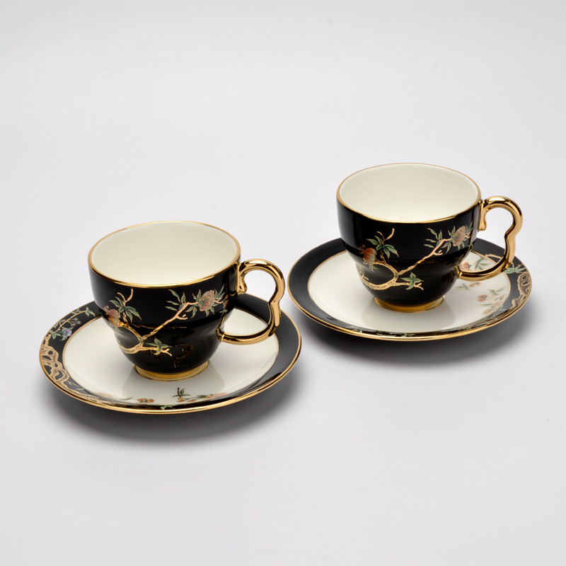 永丰源夫人瓷石榴家园2头陶瓷咖啡杯碟套装奶杯红茶杯下午茶杯子