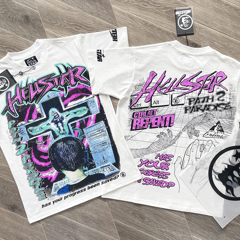 Hellstar path 2 Online T-Shirt 机能男孩电波男女纯棉短袖T恤