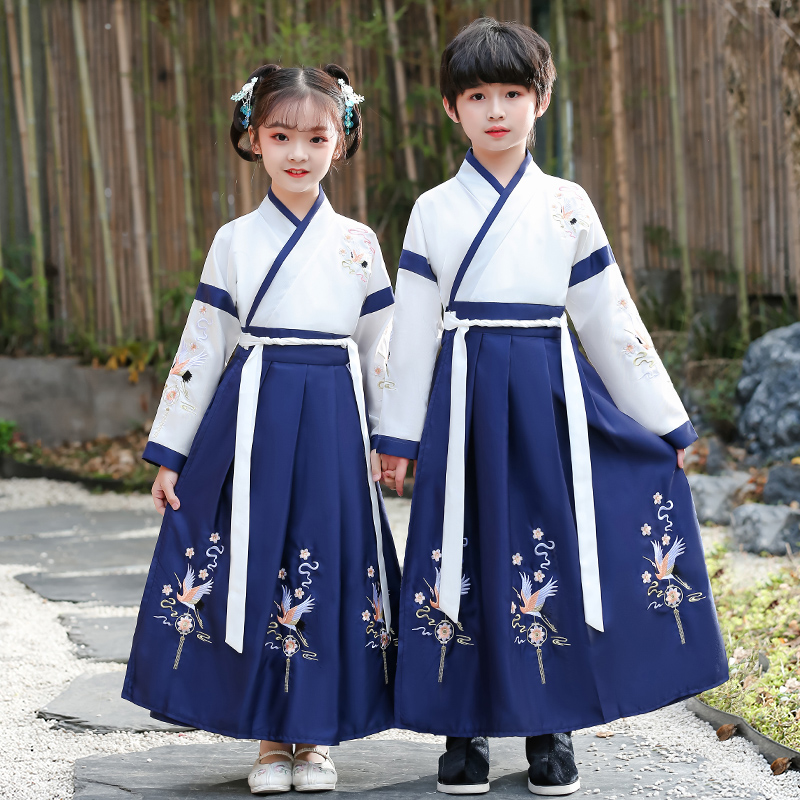 儿童汉服男童国学服装女童古装男夏季古风六一幼儿园演出服中国风