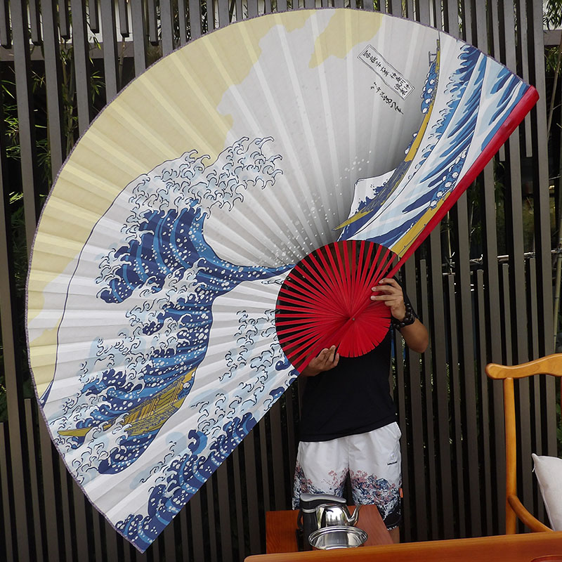 日式工艺画扇复古风背景墙壁餐厅舞台摄影道具装饰超大挂扇子樱花