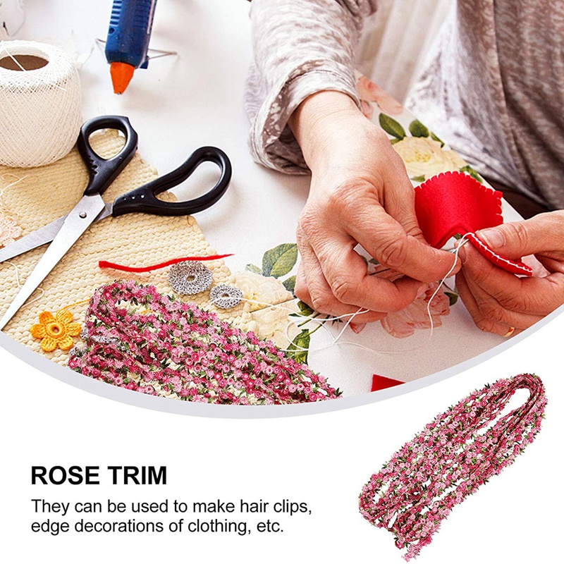 网红10 Yards Rose Embroidered Lace Trim Floral Ribbon DIY