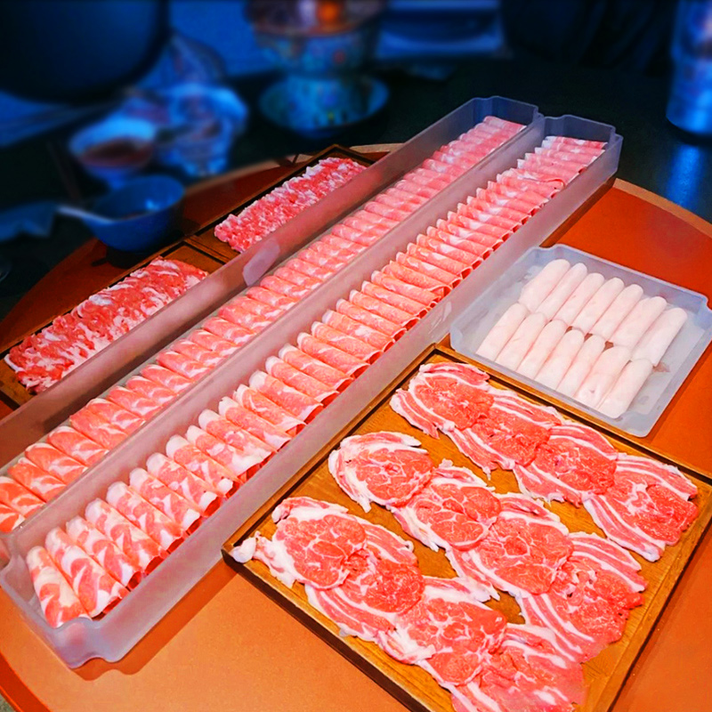 火锅店餐具牛肉盘羊肉卷肥牛盘创意大长盘子一米商用新京喜亚克力