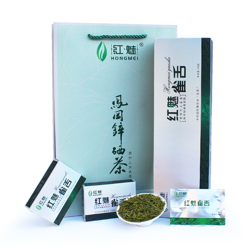 贵州高山茶红魅雀舌明前新茶独芽特级茶叶盒装清香型绿茶120g条装