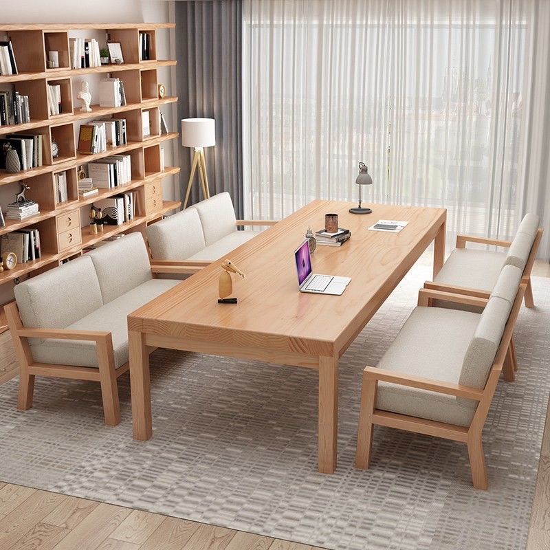 北欧实木大书桌现代简约长条桌客厅休闲区学生学习桌图书馆阅读桌