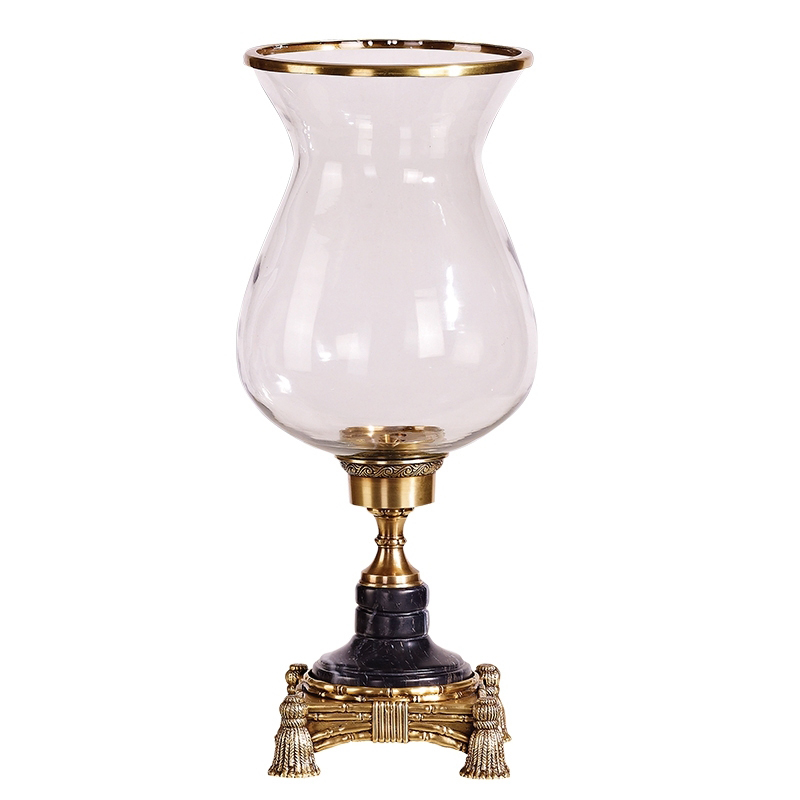 北欧家居欧式复古摆件铜底座玻璃烛台客厅电视柜装饰花瓶摆台097