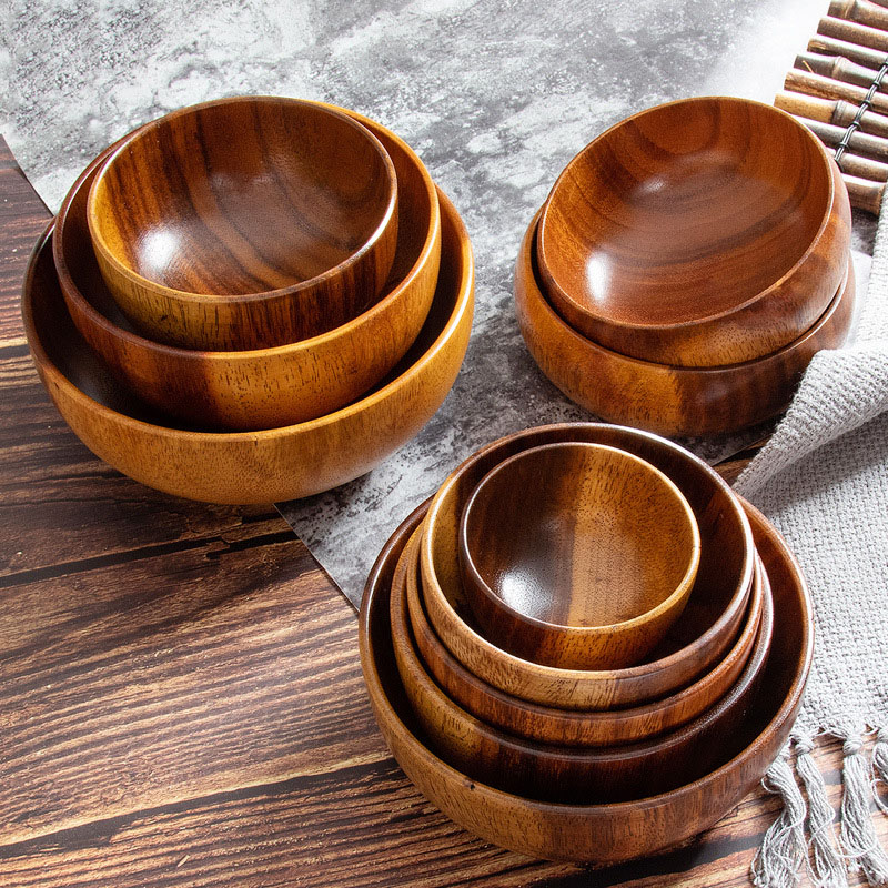 木碗家用日式相思木儿童成人吃饭碗纯手工木餐具大号宝宝防摔汤碗