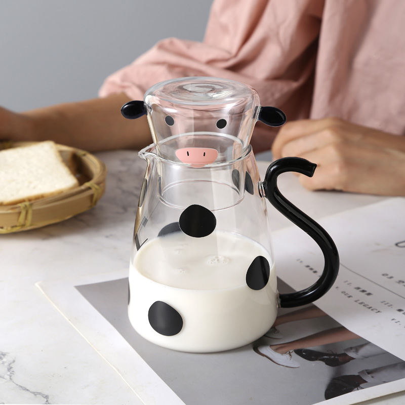 牛奶杯日式卡通一壶一杯果汁饮料杯网红耐热玻璃可微波炉花茶壶