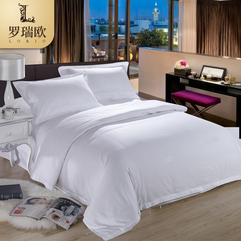 五星级酒店被套白色纯棉床上用品单件全棉宾馆民宿单双人情侣被罩