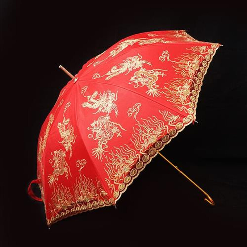 新娘结婚红伞中国风中式婚礼红色雨伞复古婚伞出嫁伞婚庆陪嫁用伞