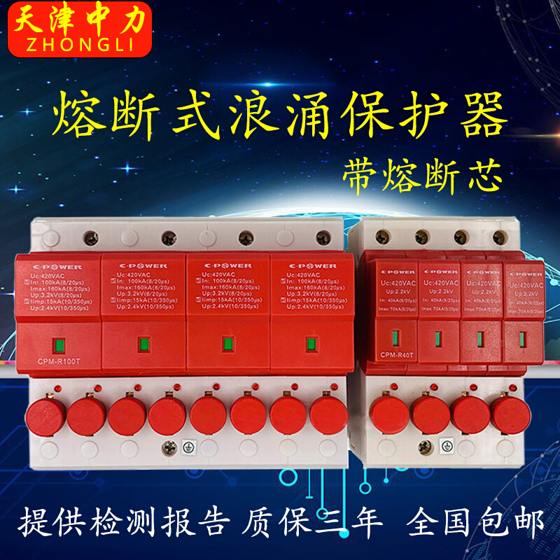 天津中力一二级带熔断浪涌保护器CPM-R100T 电源避雷器电涌防雷器