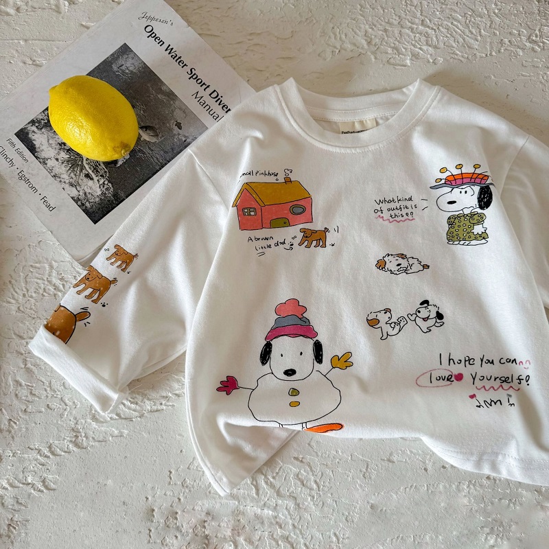 儿童春秋装纯棉休闲卡通长袖T恤0-6岁男女宝宝童趣可爱内搭打底衫