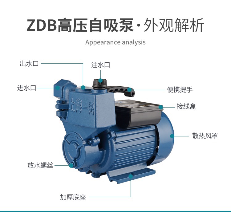 上海一民自吸泵泵头370W蓝色550W蓝色750W绿色1100W～1500W绿色