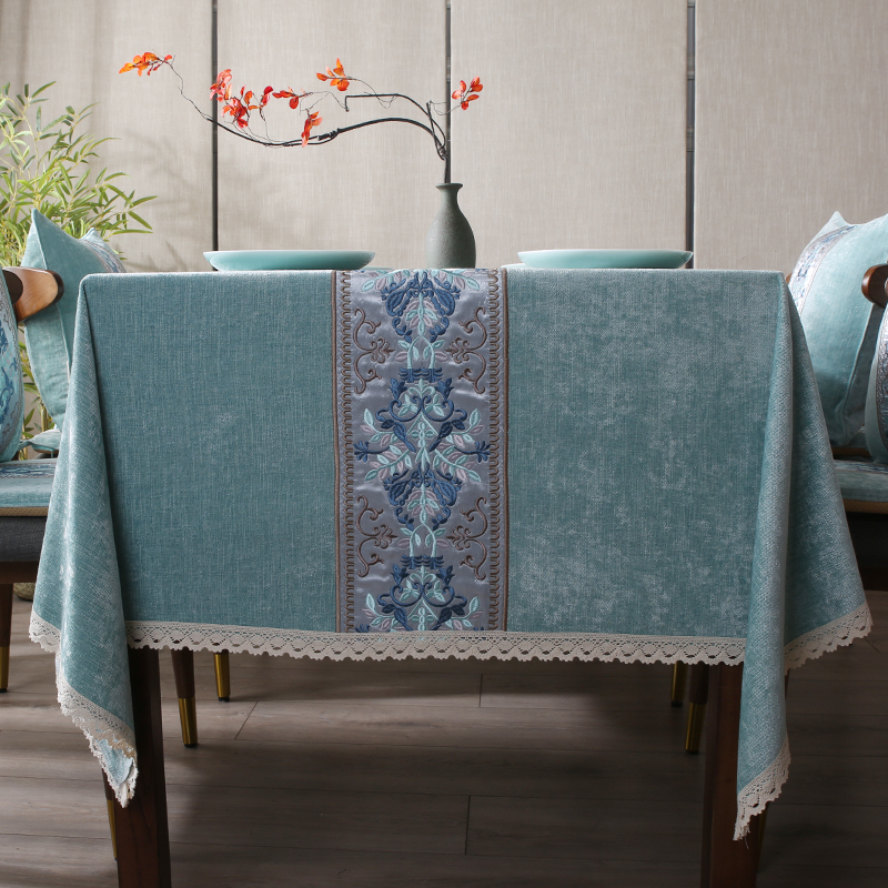 正品新中式桌布布艺轻奢高级感会议欧式茶几台布中国风长方形餐桌