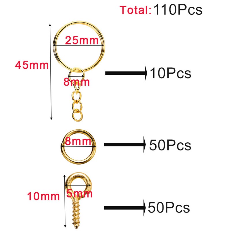 推荐110Pcs Keychain Open Jump Rings Eye P Jewelry Making Acc