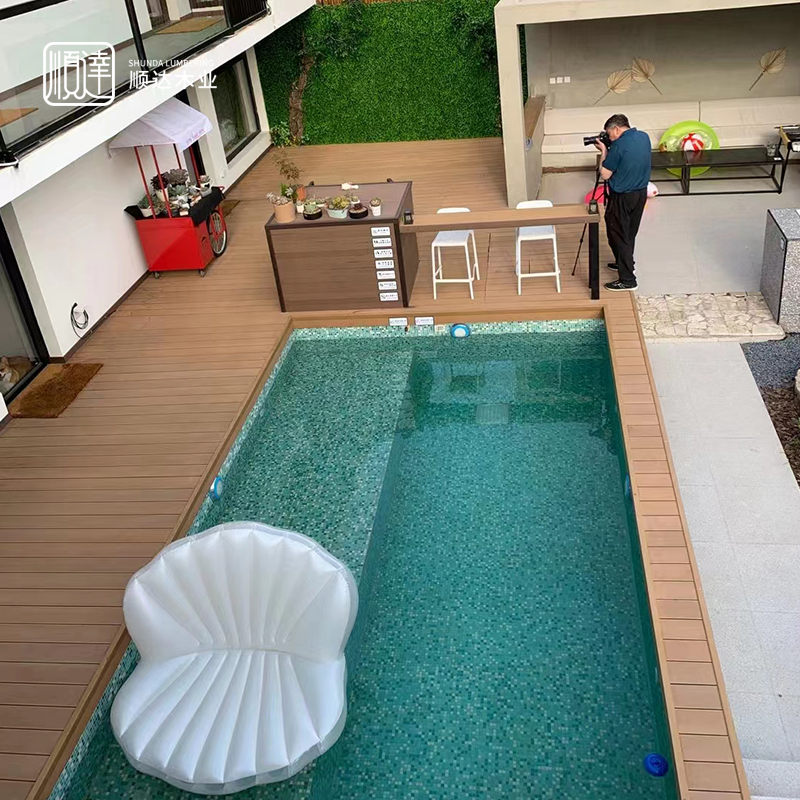 推荐北京户外木塑地板庭院花园二代共挤塑木围栏室外廊架阳台露台