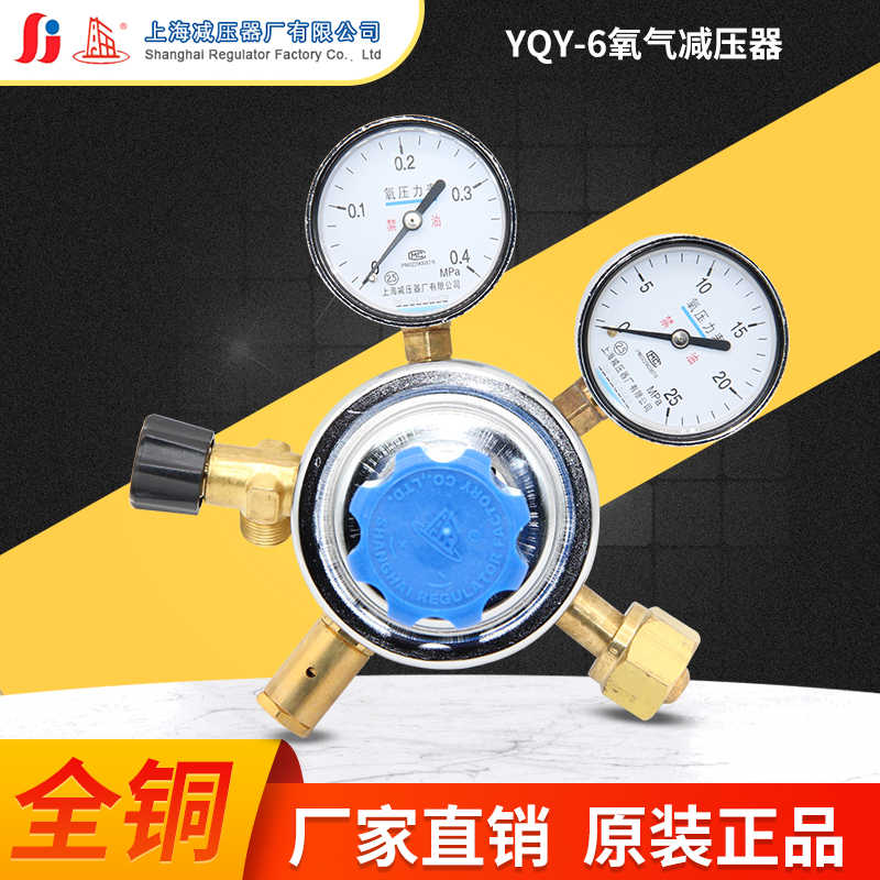 YQY-6上减牌气体钢瓶氧气减压器减压阀氧气表调节阀上海减压器厂