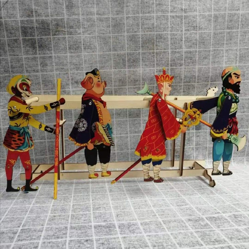 中国风山西特色木质皮影戏单手影人幼儿园道具送外国人