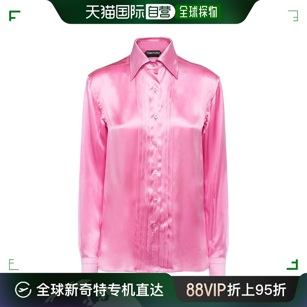 香港直邮潮奢 Tom Ford 汤姆 福特 女士 光滑茶米尤斯缎真丝衬衫