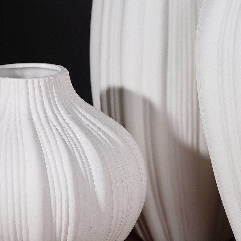 极速北欧陶瓷白色大花瓶花器创意简约玄关样板房客厅艺术装饰品摆