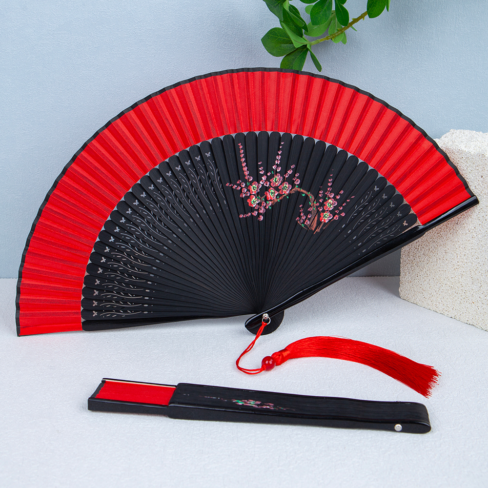 扇子折扇中国风红色好开合舞蹈扇复古风夏季古典汉服旗袍小折叠扇
